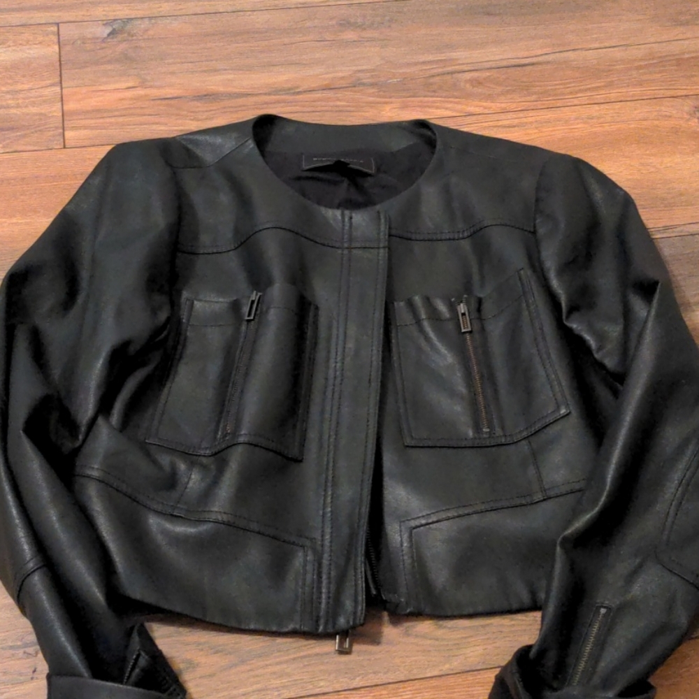 BCBG leather moto Jacket black size large